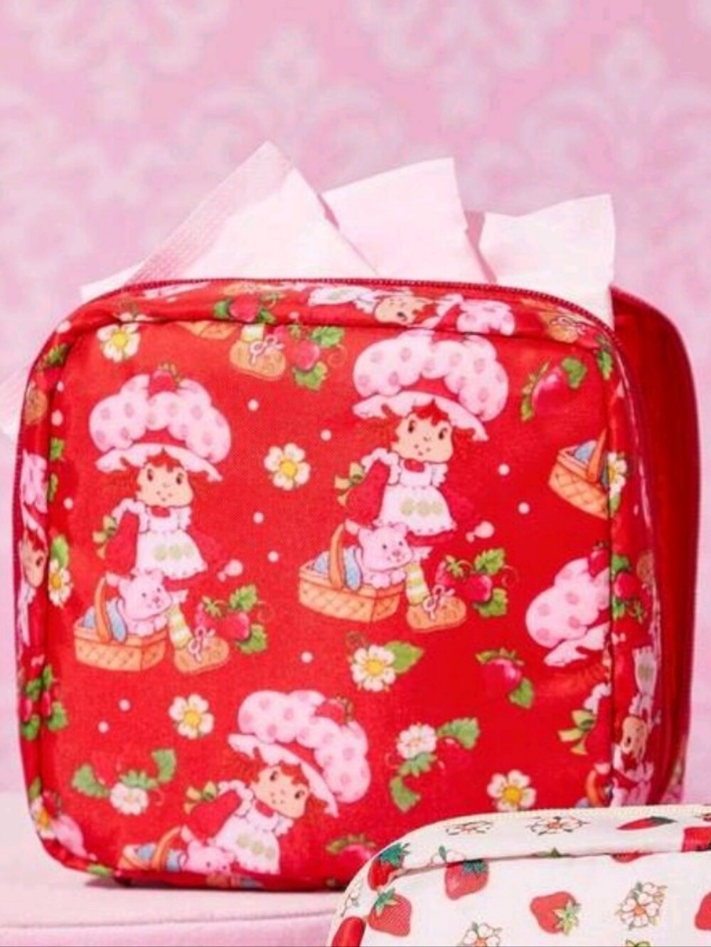 Red Strawberry Shortcake Red Square Pouch